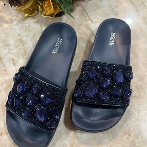 Michael Michael Kors Gilmore Jewel Embellished Glitter Sandal.